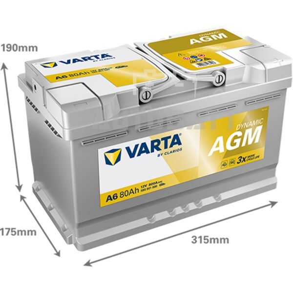 แบตเตอรี่รถยนต์ VARTA Silver Dynamic รุ่น AGM 80 (A6) - Image 3